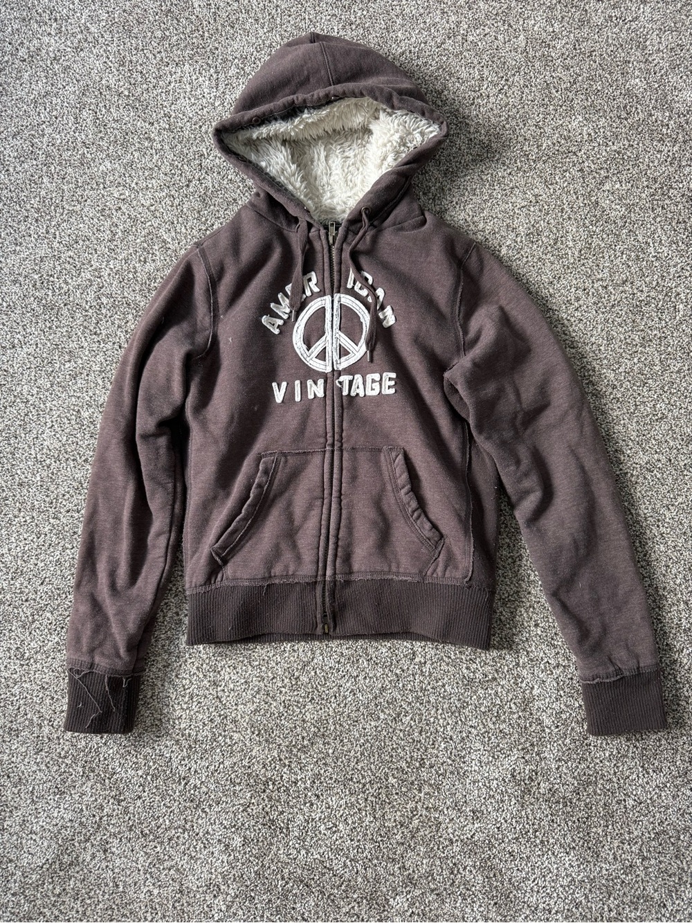 Freedom 2 Be Faux Fur Lined Brown Zip Hoodie Size XL